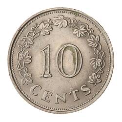 Coin - 10 Cents, Malta, 1972