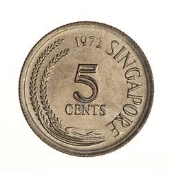 Coin - 5 Cents, Singapore, 1972