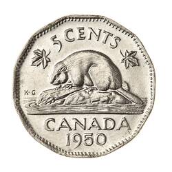 Coin - 5 Cents, Canada, 1950