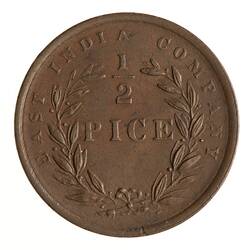 Coin - 1/2 Pice, East India Company, India, 1853