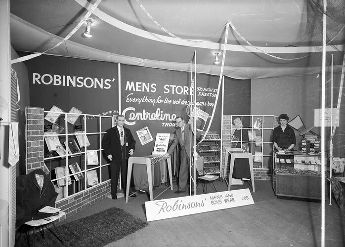 Robinson's Mens Store, Promotional Stand, Melbourne, Victoria, 1956