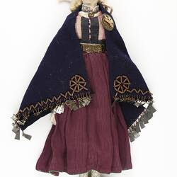 National Doll - Female with Navy Blue Shawl, Displaced Persons' Camp Craft, Germany, circa 1945-1951