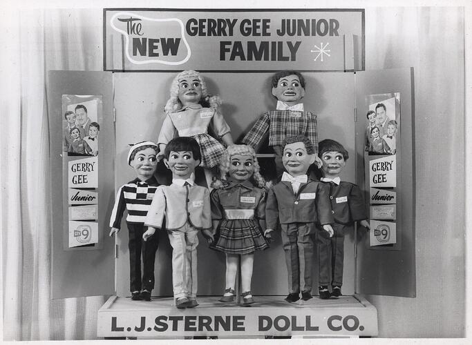 Photograph - Product Display of The New Gerry Gee Junior Family by the L.J. Sterne Doll Company, Melbourne, Victoria, Australia circa 1965