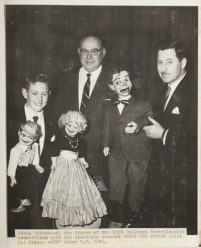Gerry Gee Junior, Winner of the Children Ventriloquist Competition, Melbourne, 1952