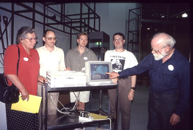 Photograph - Scienceworks, Group with Computer, Spotswood, Victoria, circa 1991