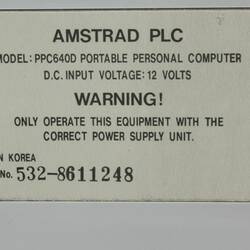Portable Computer System - Amstrad, Model PPC640, circa 1989