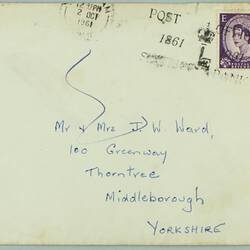 Letter - To Mr & Mrs Ward from Gwenda Hansen, 1 Oct 1961, Streatham, London.