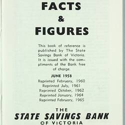 Booklet - 'Facts & Figures', Victoria, Australia,  Jun1965