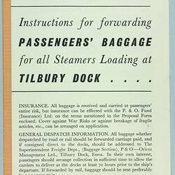 Leaflet - 'P&O Orient Lines - Instructions For Forwarding Passengers' Baggage', Sep 1960