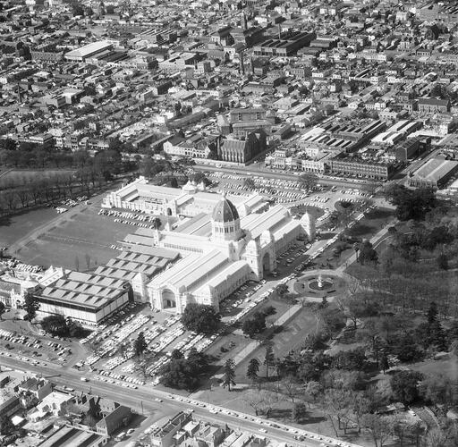 Negative - Aerial View of the Royal Exhibition Building, Carlton, Victoria, Apr 1962