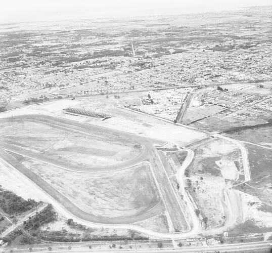 Negative - Aerial View of Sandown Racecourse & Surrounding Area, Springvale, Victoria, circa 1955-1960