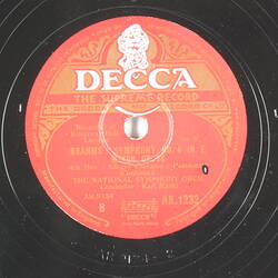 Disc Recording - The Decca Record Co. Ltd., Double-Sided, 'Brahms: Symphony No. 4 In E Minor, Op. 98', 1st Movement & 4th Movement Contd., Unknown Date