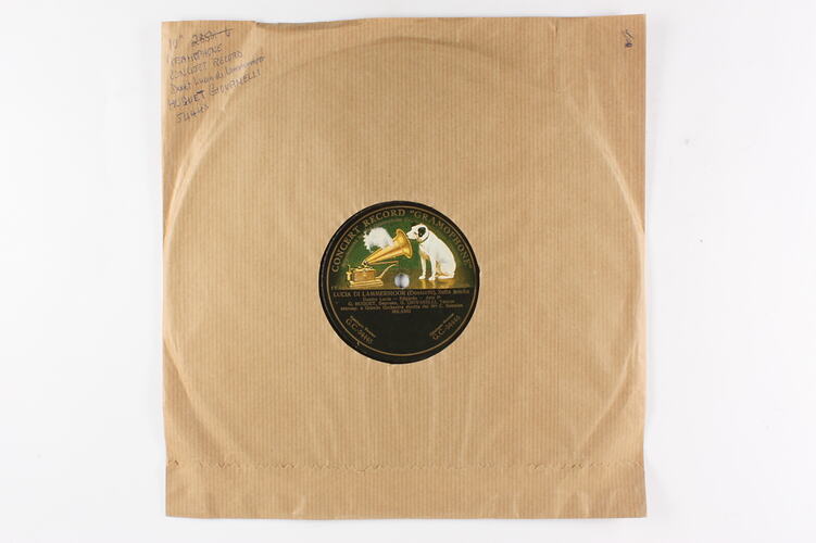 Disc Recording - His Master's Voice, Single Sided, ''Lucia Di Lammermoor', (Donizetti), 1909-1910