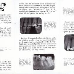 Pamphlet with dental x-ray images and text.