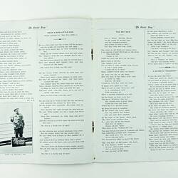 Open booklet pages 8 and 9 with photo and text.