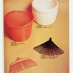 Page with image of plastic gardenware and text.