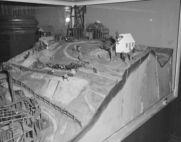 Clunes and Port Phillip Mining Company scale model, John Monash Hall, Institute of Applied Science (Science Museum), Melbourne, 1960s
