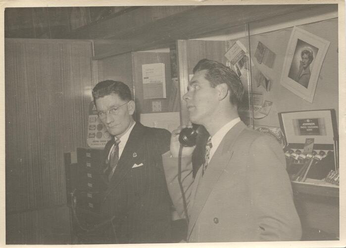 Photograph - Ron Williamson & Sales Assistant, Kodak Store, Collins St, circa 1950s