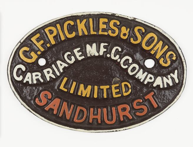 Rollingstock Builders Plate - G.F. Pickles & Sons, Sandhurst