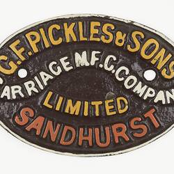 Rollingstock Builders Plate - G.F. Pickles & Sons, Sandhurst
