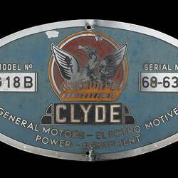 Locomotive Builders Plate - Clyde Engineering Co. Ltd., Granville Works, New South Wales, 1968