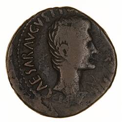 Coin - As, Emperor Augustus, Ancient Roman Empire, 7 BC - Obverse