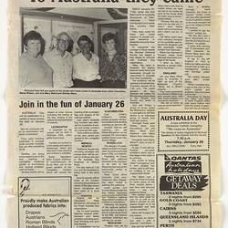 Newspaper Cutting - 'To Australia They Came', The Star, 24 Jan, Australia, 1995