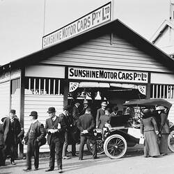 Photograph - H.V. McKay, Sunshine Motor Cars Stall, Flemington, Victoria, 1911