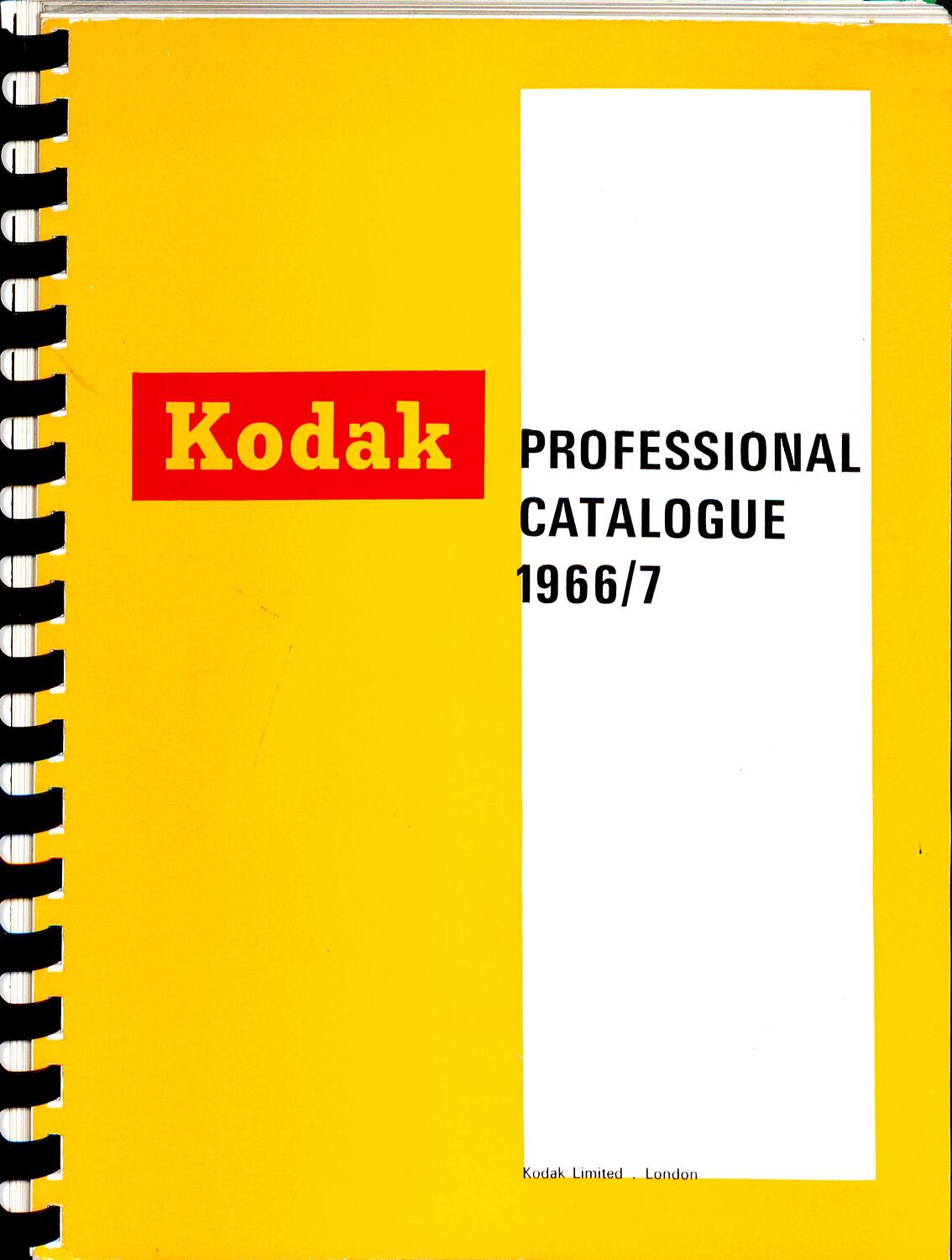 Catalogue Kodak Ltd, 'Kodak Professional Catalogue 1966/7', London