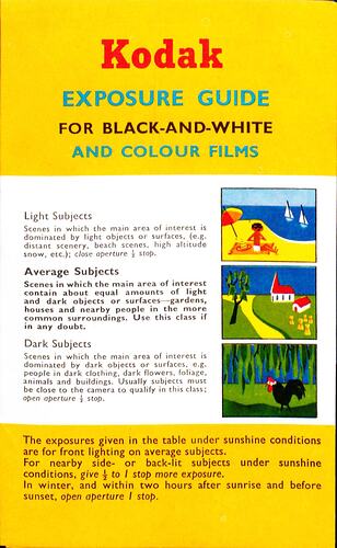 Yellow cover page with yellow, blue and black text and three colourful drawings.