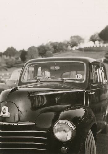 Jan Aziz in a Motor Car, Geelong, 1950s