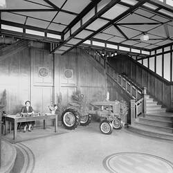 Negative - International Harvester, Main Foyer with Farmall A Tractor on Display, Harvester House, South Melbourne, Victoria, 1940