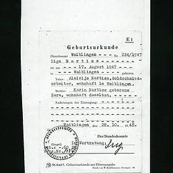 Certificate - Birth