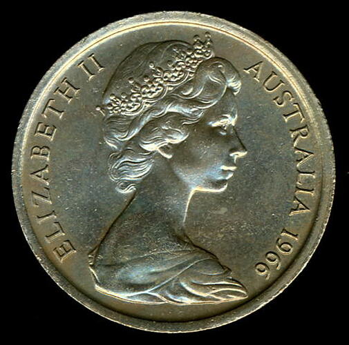 Coin - 10 Cents, Australia, 1966, photographed by Museums Victoria