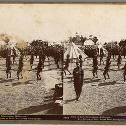 Stereograph - Fijians at Drill, Federation Celebrations, 1901