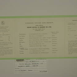 Sailing Schedule - S.S. Southern Cross, 1955-56 (back cover)