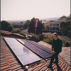Photograph - The Age, Stuart McQuire on Roof with Solar Panels, by Jun 1996