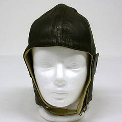 Helmet - Aviator's , Brown Leather, circa 1930-1939