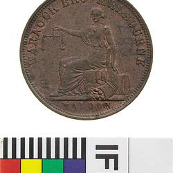 Token - 1 Penny, Warnock Bros, Drapers, Maldon, Victoria, Australia, 1863