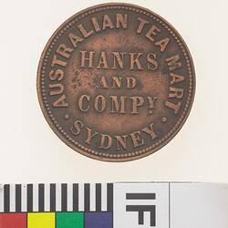 Token - Halfpenny, Hanks & Co, Australian Tea Mart, Sydney, New South Wales, Australia, 1857