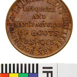 Token - 1 Penny, Lipman Levy, Lambton Quay, Wellington, New Zealand, circa 1880
