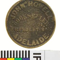 Token - 1 Penny, Cast, John Howell, Liverpool Cheap Book Depot, Adelaide, South Australia, Australia, circa 1855