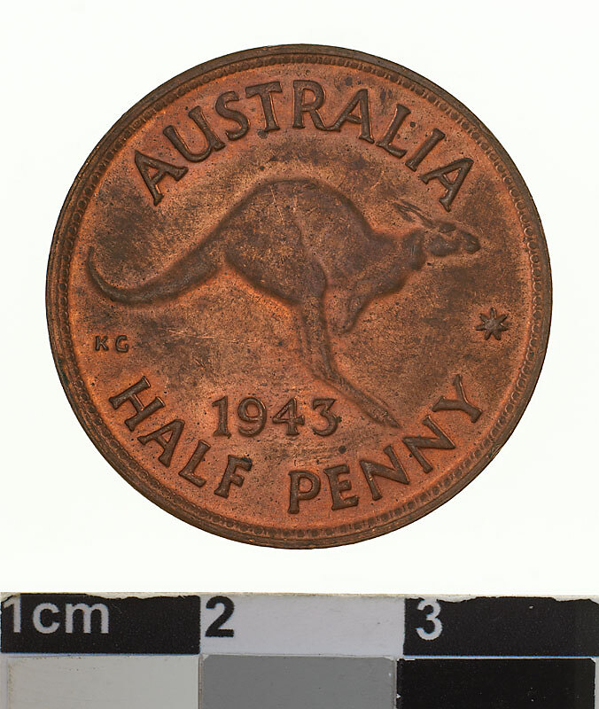 2395. 　未使用　1943年　オーストラリア　ジョージ6世　ハーフペニー Coin - Halfpenny, Australia, 1943