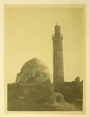 Exterior of monaret and dome in Mosul.