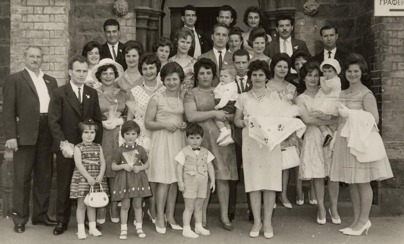 Digital Photograph - Group Portrait of Extended Family at Baptism, circa 1963