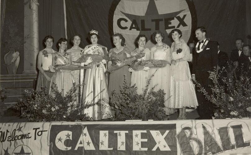 Digital Photograph - Female Staff in Beauty Pageant, Caltex Ball, circa 1950