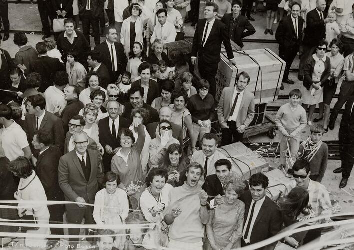 Digital Photograph - Extended Family & Friends Farewell Woman Leaving for South Africa, Station Pier, Port Melbourne, 1965