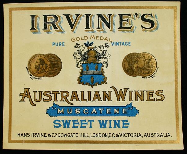 Wine Label - Great Western Winery, Sweet Wine, 'Muscatene', 1905-1918