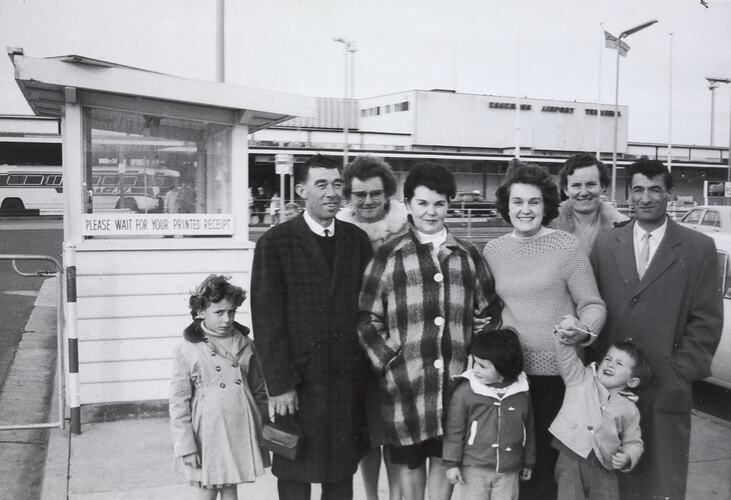 Extended Family Farewelling Grandmother at Essendon Airport, 1967