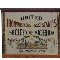 Banner for United Ironworkers Assistants Society of Australia, Ballarat Branch (obverse).